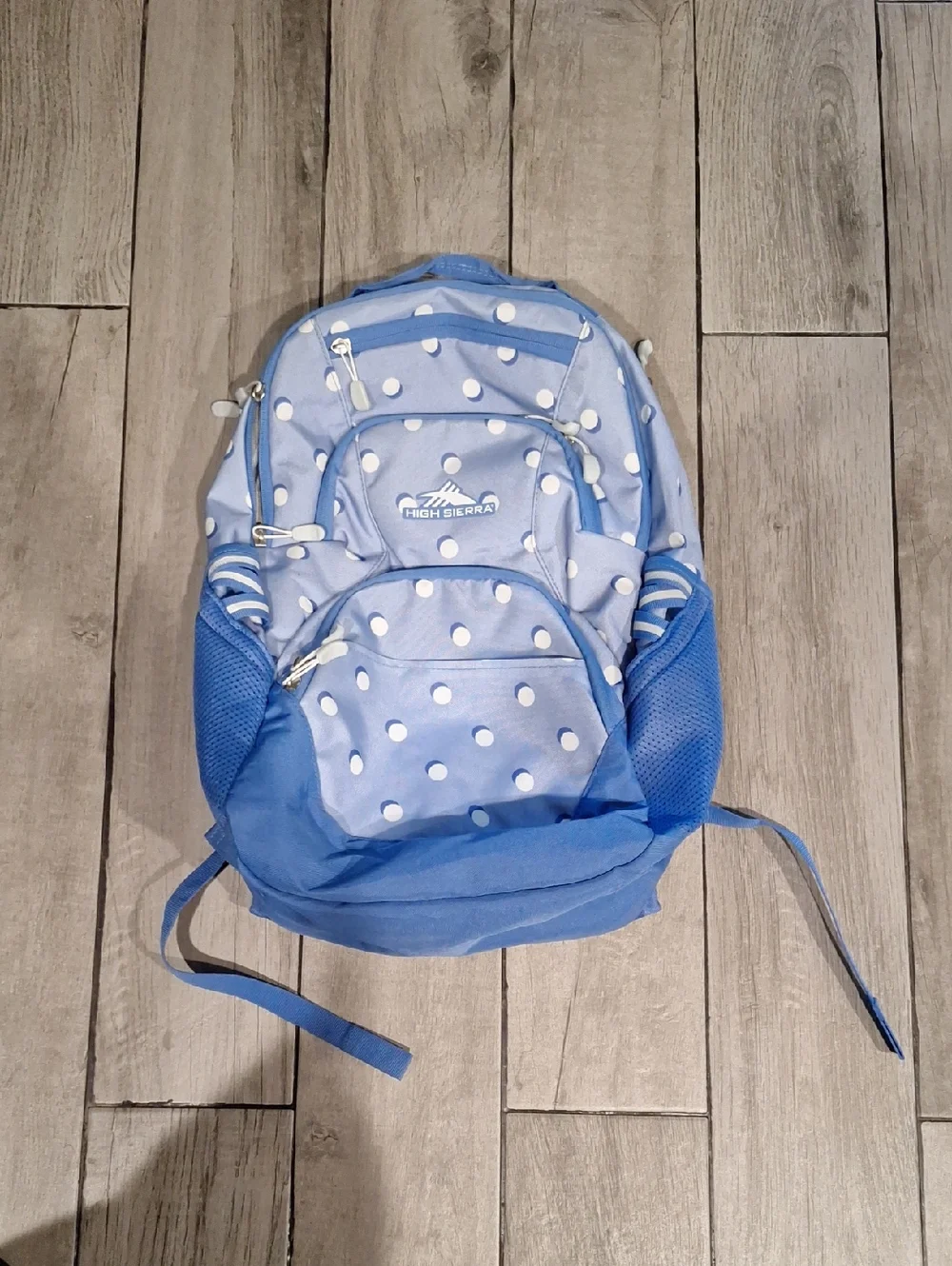 High Sierra Blue and White Polka Dot Backpack